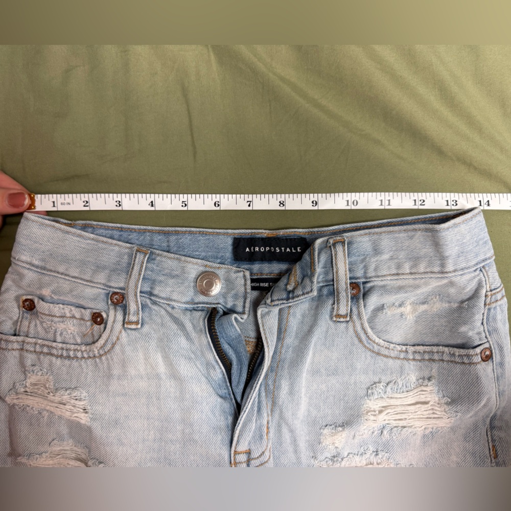 Aeropostale Frayed Light Blue Jean Shorts - Picture 5 of 7